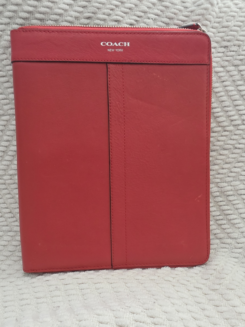 Coach Red Leather Zip Tablet Folio Case